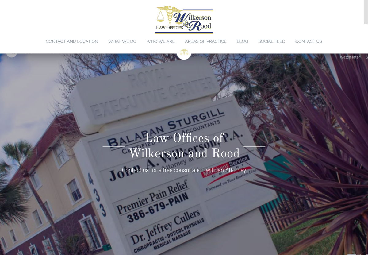 Screenshot of Wilkerson & Rood, from the lawyer websites collection.