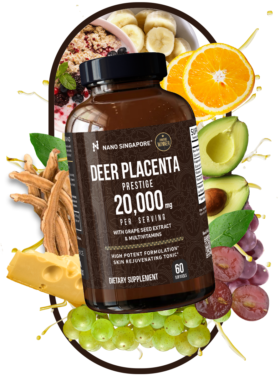 A bottle of Nano Singapore's best probiotic supplement surrounded by fruit