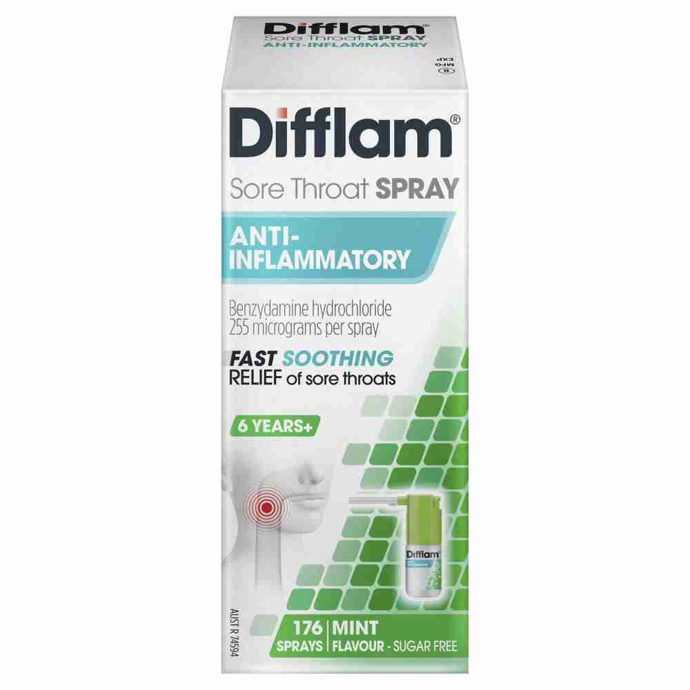 Difflam Sore Throat Spray 176 Sprays 30mL - Fresh Mint Anti-Inflammatory - Image 3