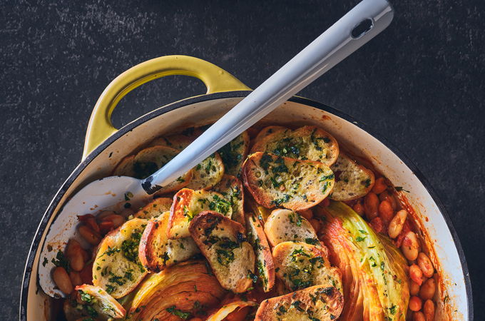 Braised Cabbage with White Beans