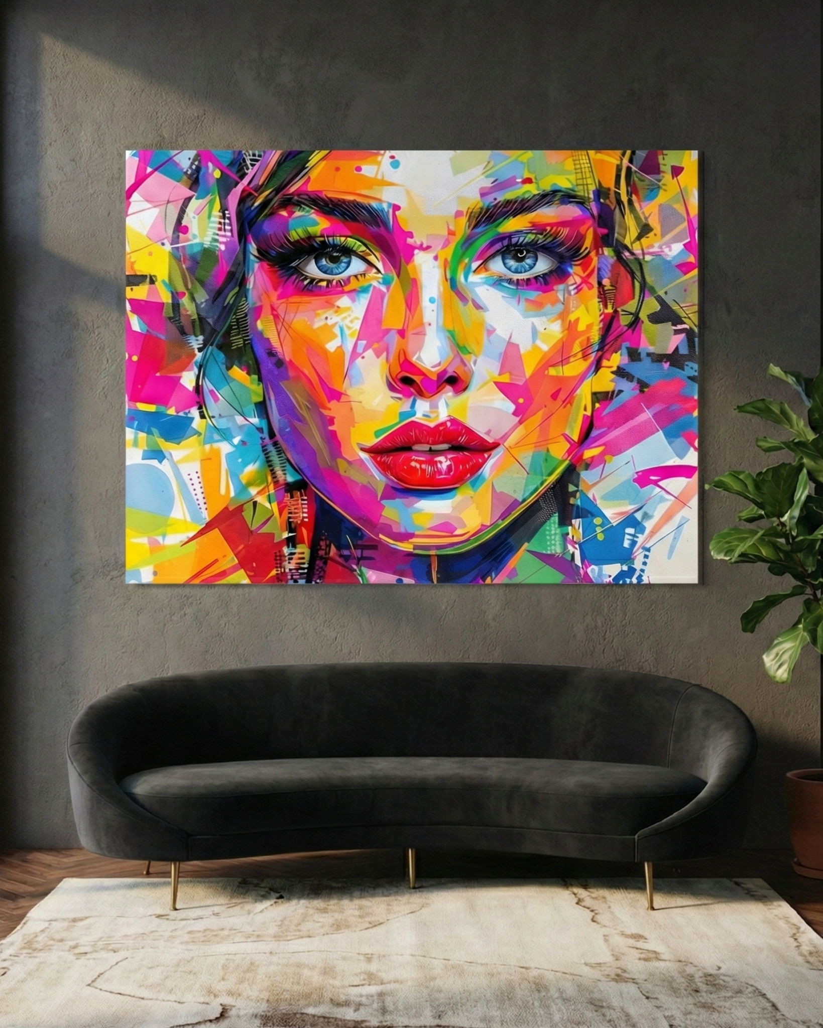 custom abstract pop art girl canvas