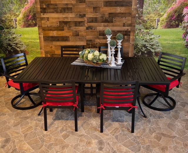 Glenhaven Home and Garden Stone Harbor Aluminum Outdoor Dining Patio Set with Sunbrella Cushions
