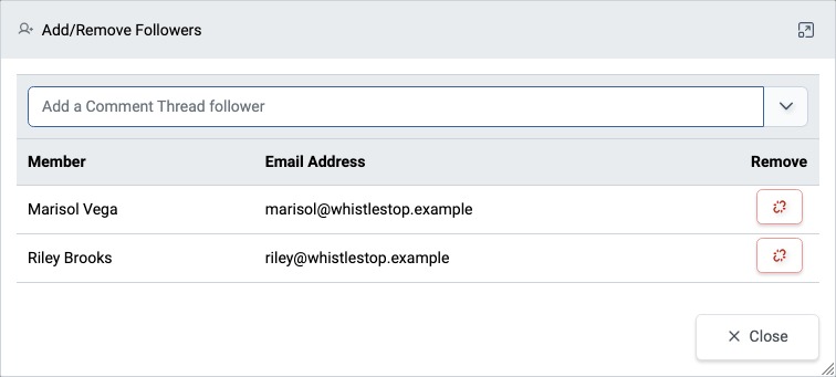 Add/Remove Followers dialog