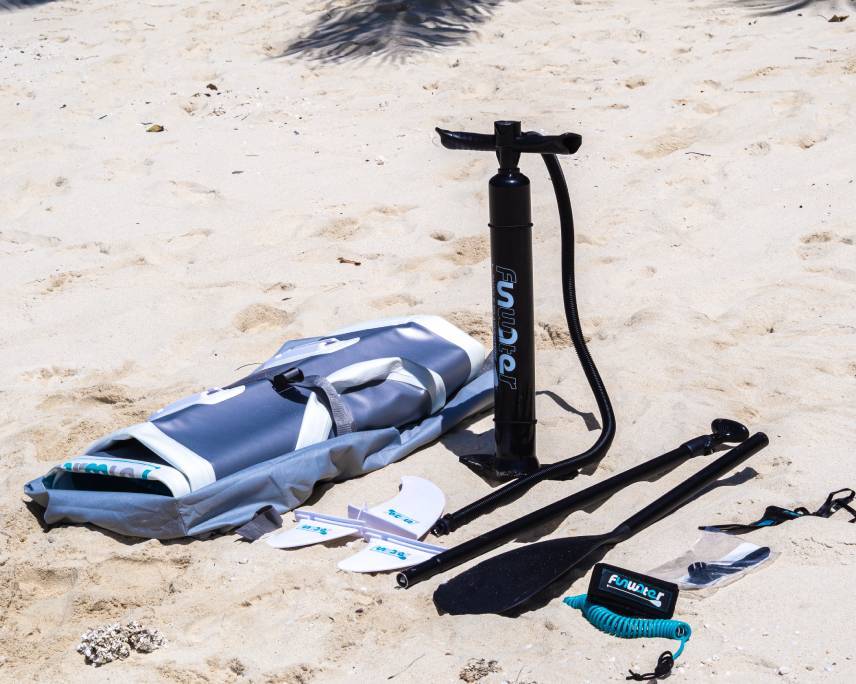 Funwater paddle board storage can storage your inflatable SUP board, fins, manual pump, paddle for paddle board