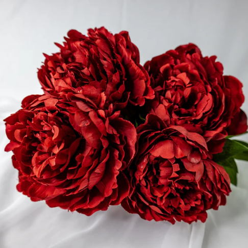 Burgundy Peony Soft Touch Bloom - Realistic Artificial Flowers - Image 4