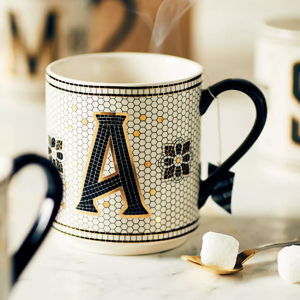 Letter "T" Bistro Tile Monogram Mug