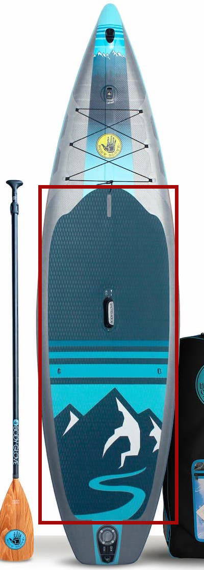 body glove performer 11 feet with red square delitiming the grip zone