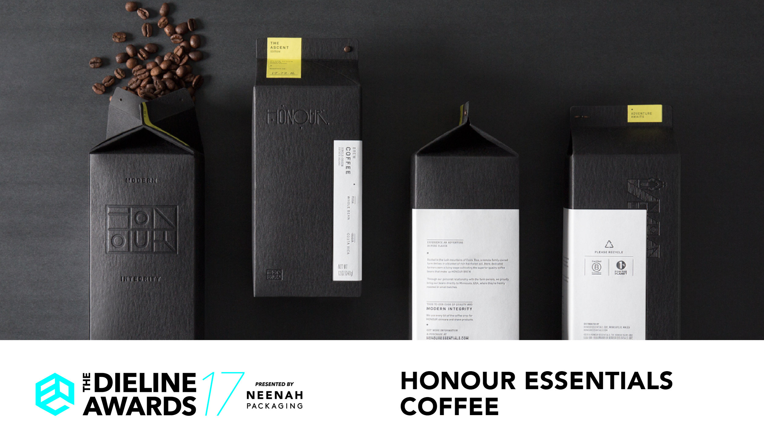 The Dieline Awards 2017 Outstanding Achievements: HONOUR Essentials Coffee