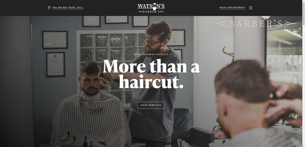 Screenshot of Watson's Barber's, from the barber & barbershop websites collection.