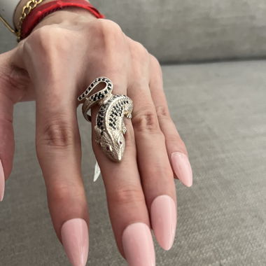 Silver crocodile ring Bague crocodile en argent