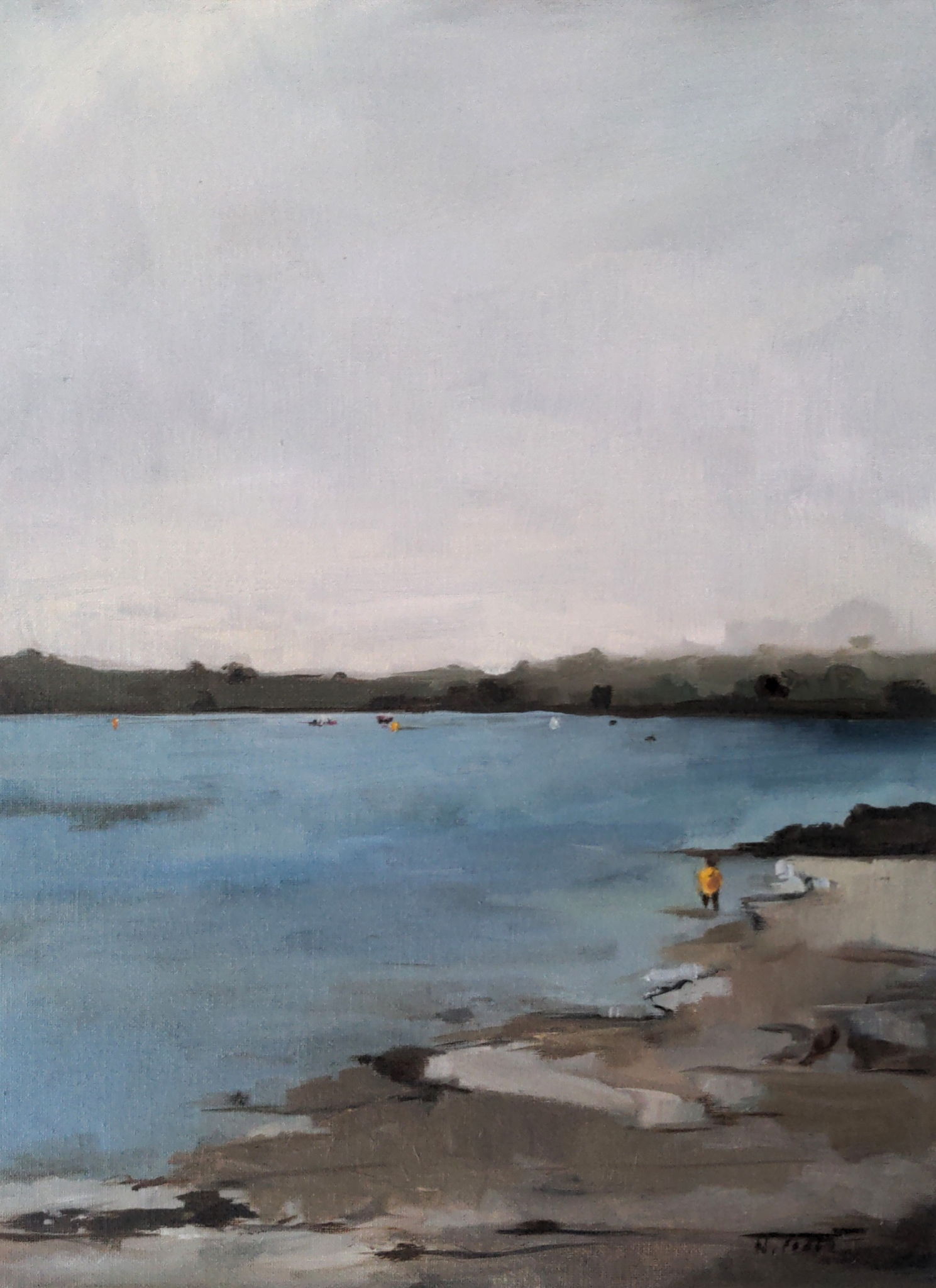 painting of small boy in the sea