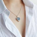Small lace in Silver Heart Pendant on Silver Chain Necklace as worn - Lily Gardner London