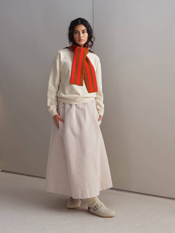 model wearsSmall Brushed Vertical Stripe Scarf