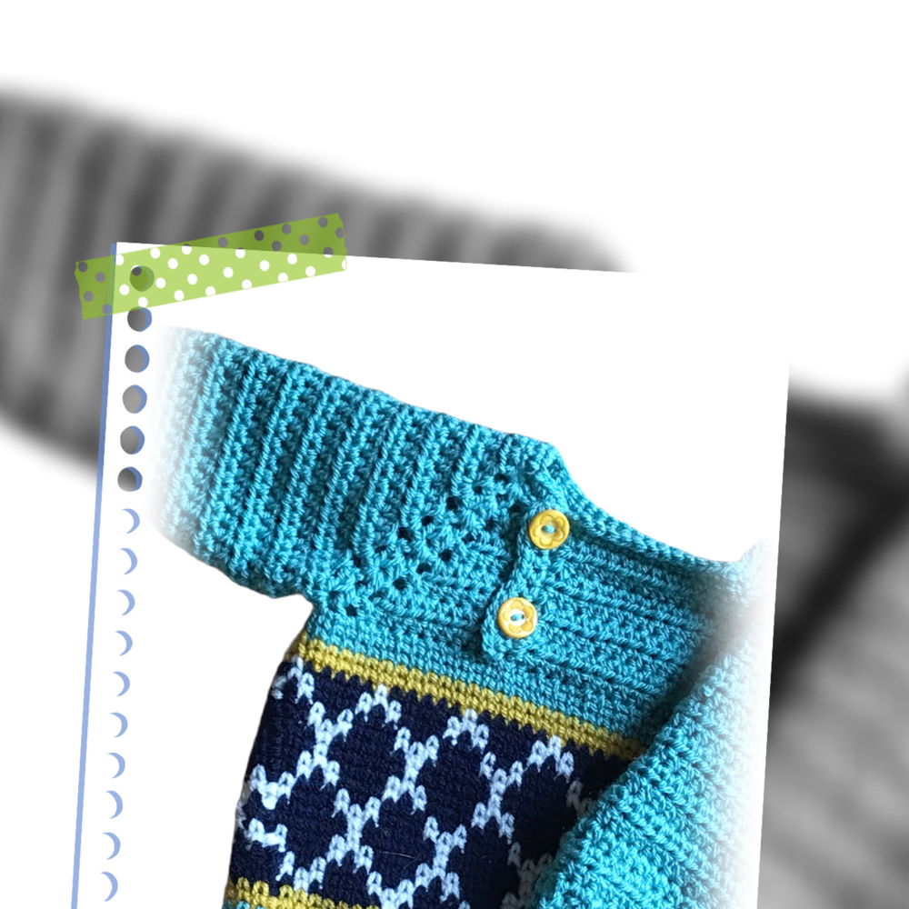 Crochet pattern for baby-toddler sweater with diagonal closure