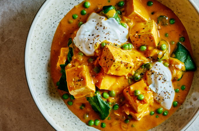 Tofu, Spinach and Pea Curry
