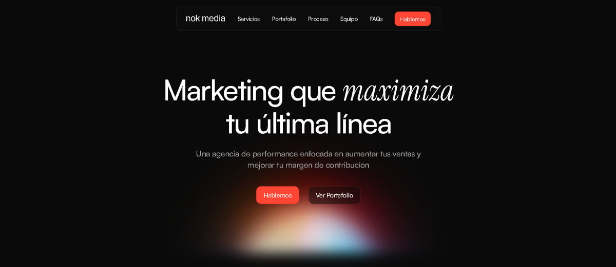 Screenshot of nok media, from the advertising & marketing agency websites collection.