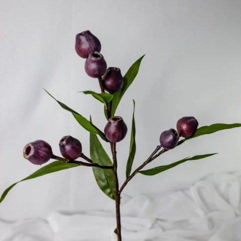 Plum Gum Nut Spray - Realistic Artificial Flowers and Greenery