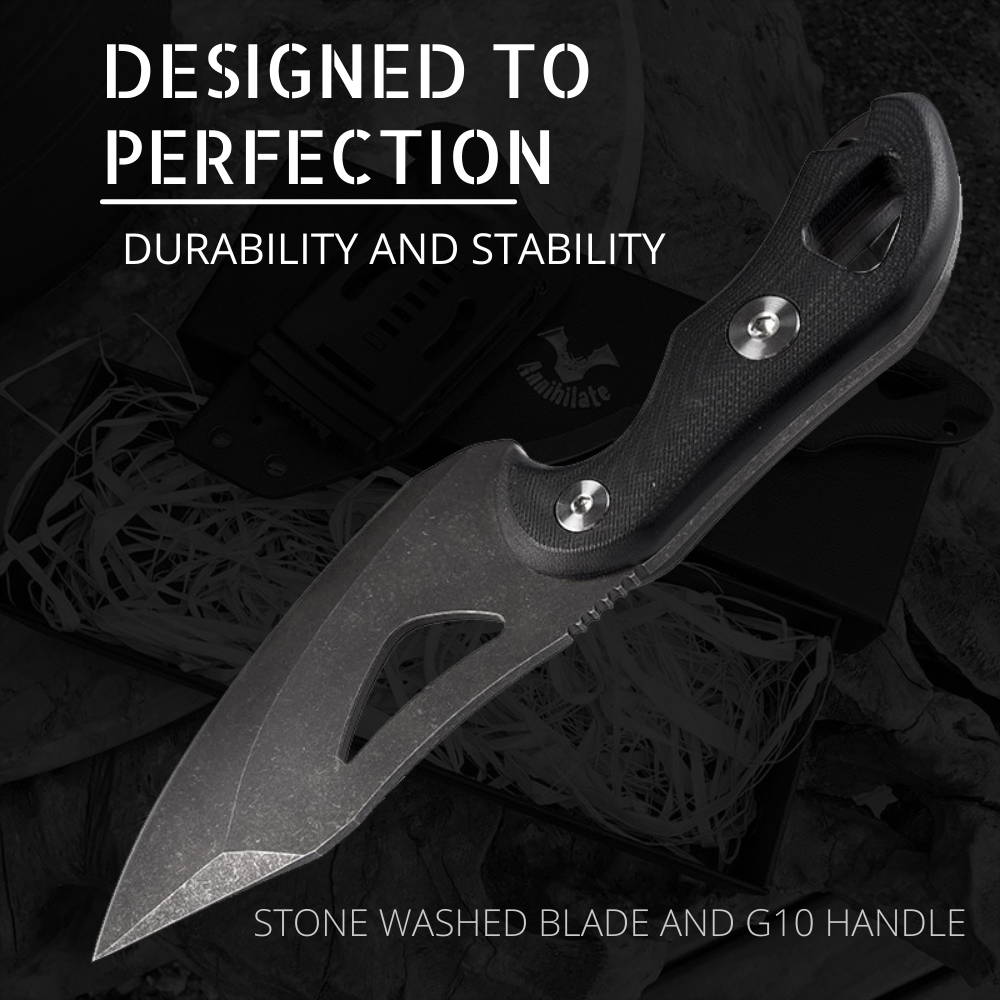 Zune Lotoo Annihilate Knife, Survival Knife, Tactical Knife, EDC Knife, K Sheath, Fully Modular Sheath, G10,Camping Knife, Fix Blade, Fixed Blade Knife