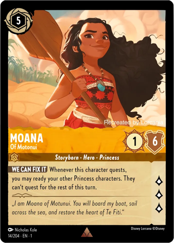 Moana card from Disney's Lorcana: The First Chapter.