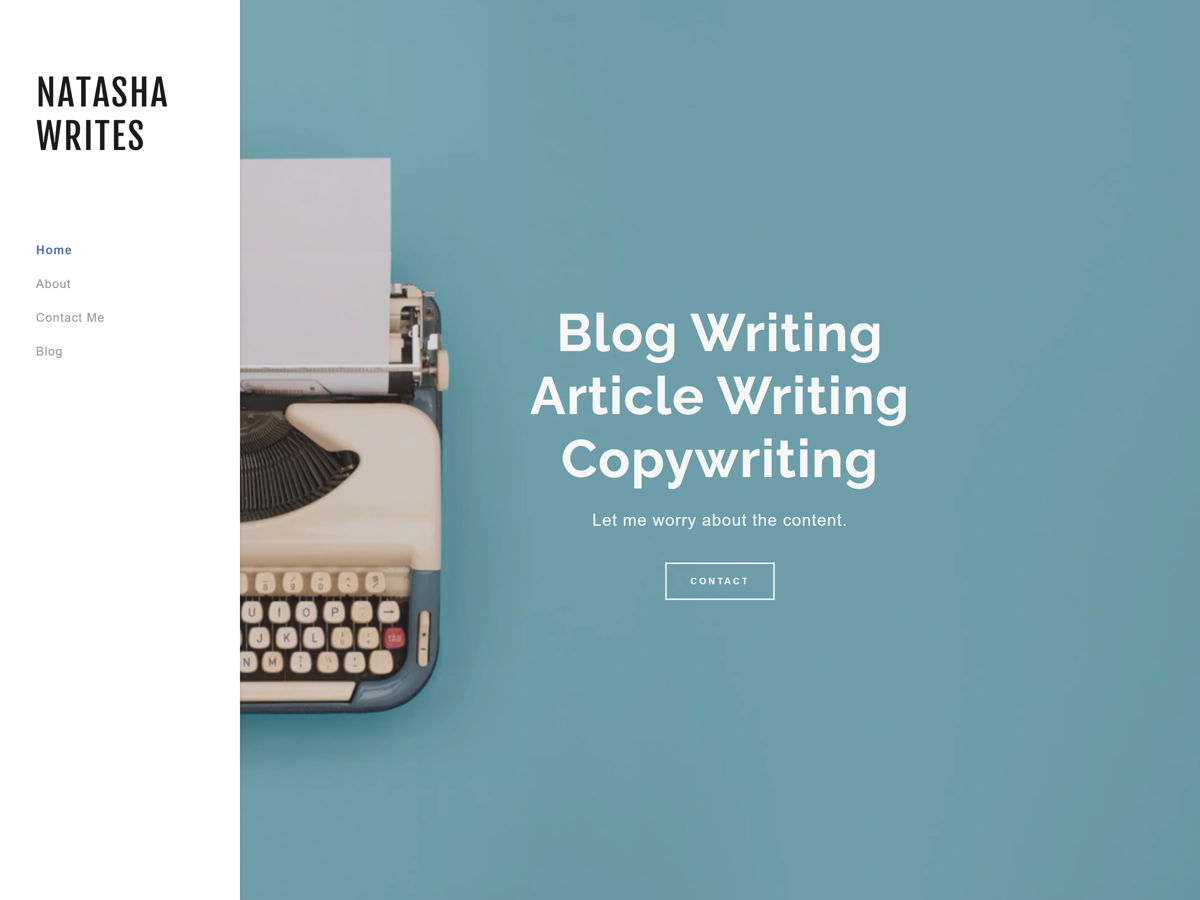 Screenshot of Natasha Writes, from the writer websites collection.