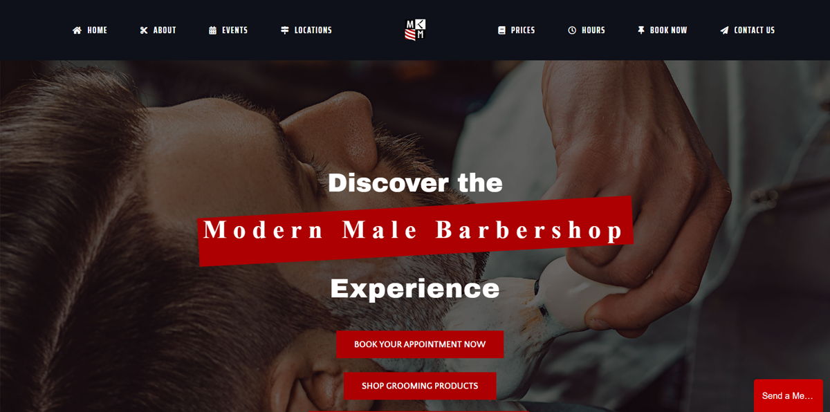 Screenshot of Modern Male Barbershop, from the barber & barbershop websites collection.