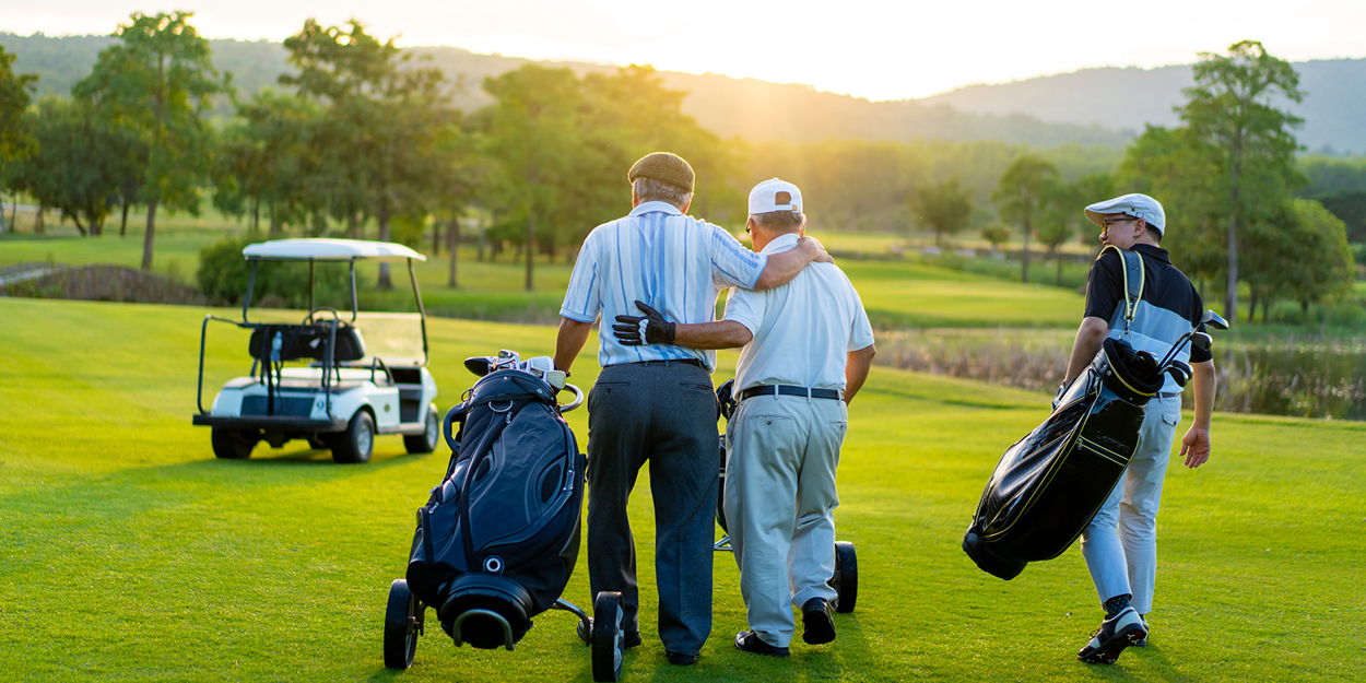 A business group golfing at a scenic Scottsdale course