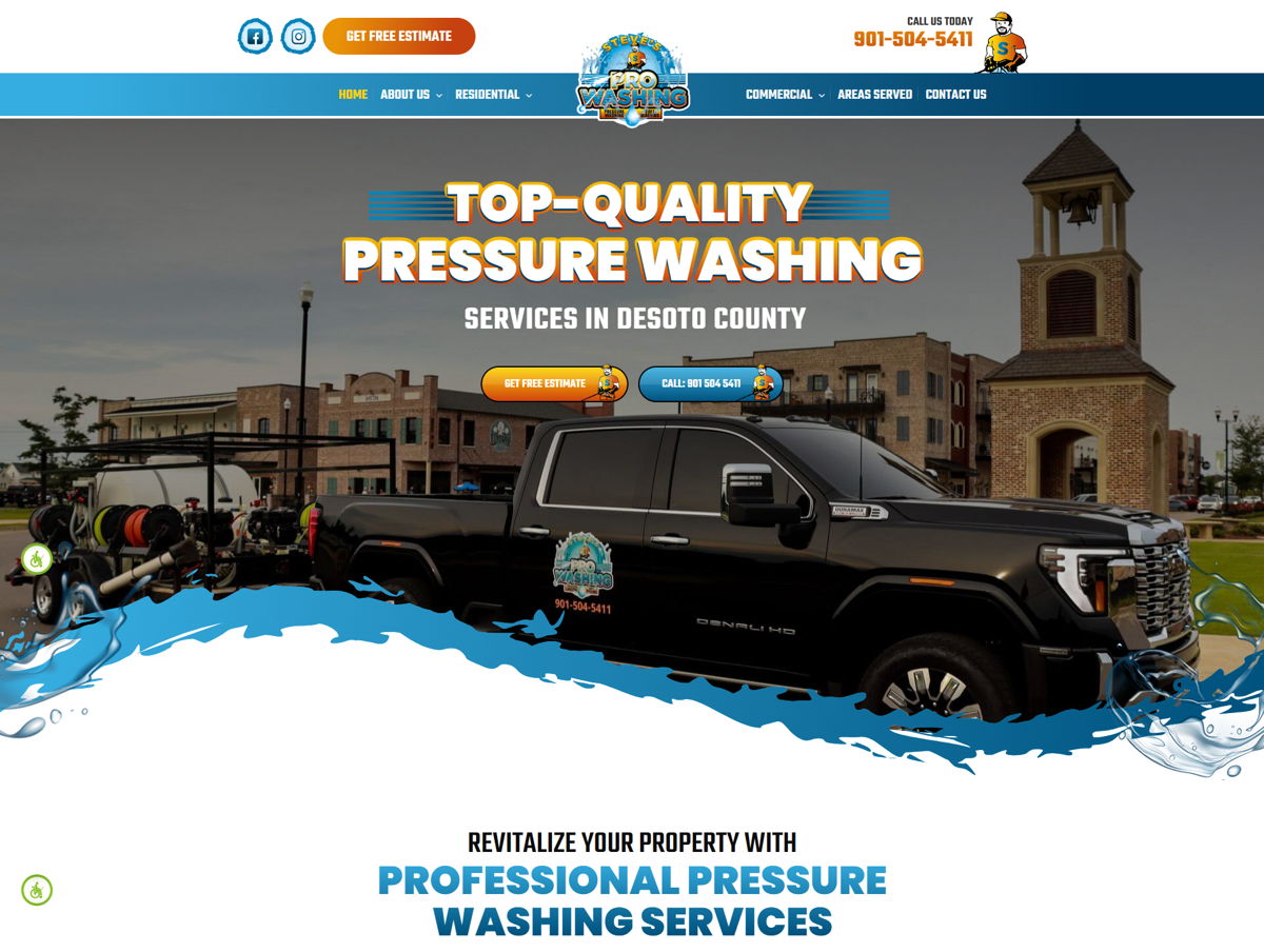 Screenshot of Pressure Washing DeSoto County, from the pressure washing websites collection.