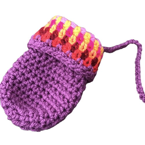 Crochet pattern color explosion baby mittens