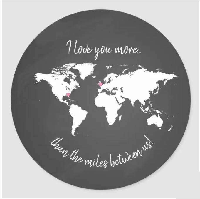 decor stickers print white color world map image and your message on a gray color background is the best valentines gift