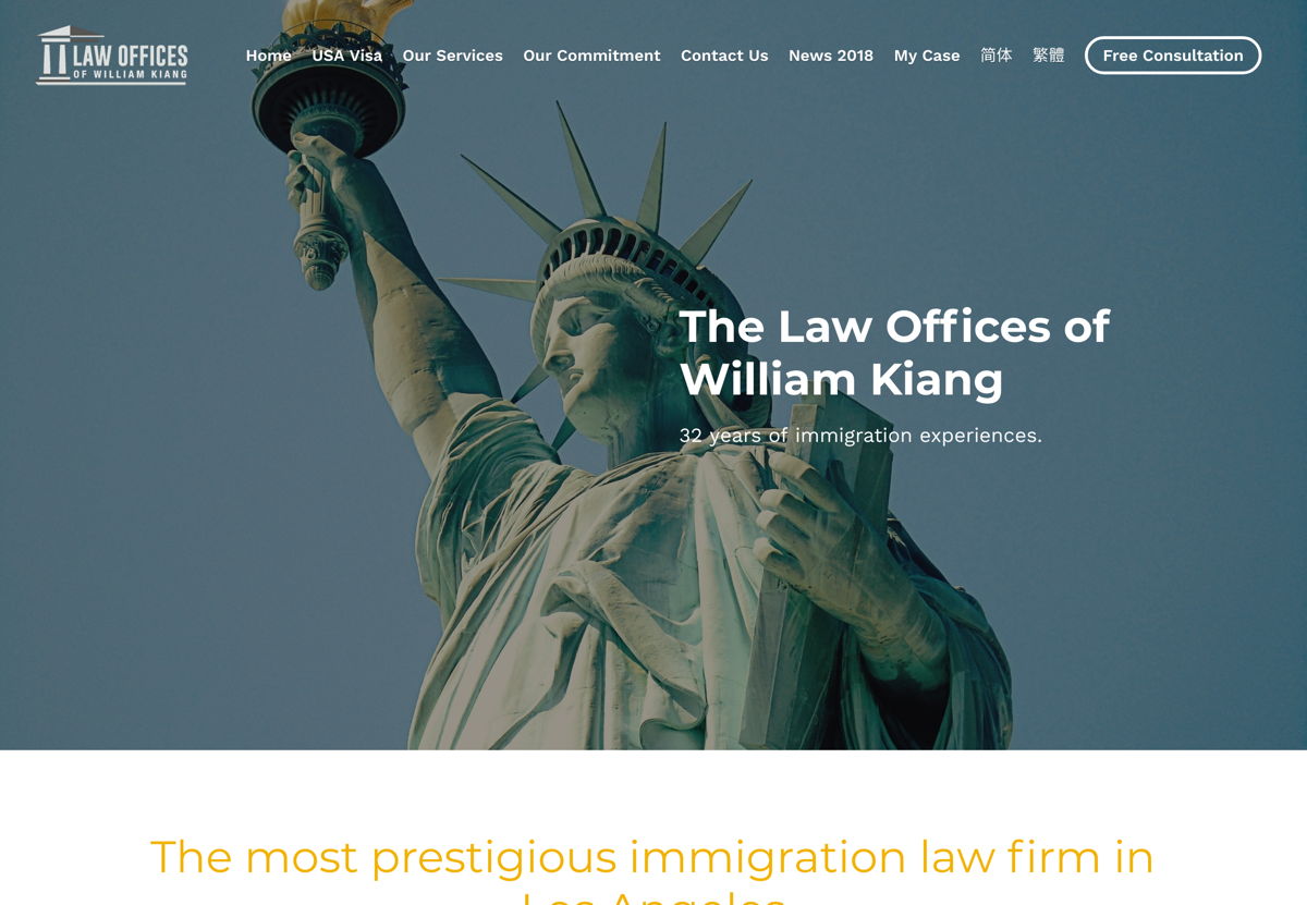 Screenshot of William Kiang, from the lawyer websites collection.
