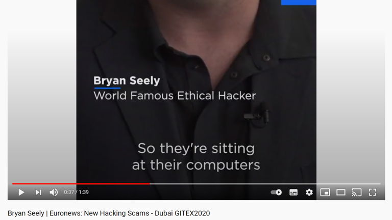 News cover Bryan Seely | Euronews: New Hacking Scams - Dubai GITEX2020