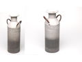 Set of Two Metal Milk Cans- Grey