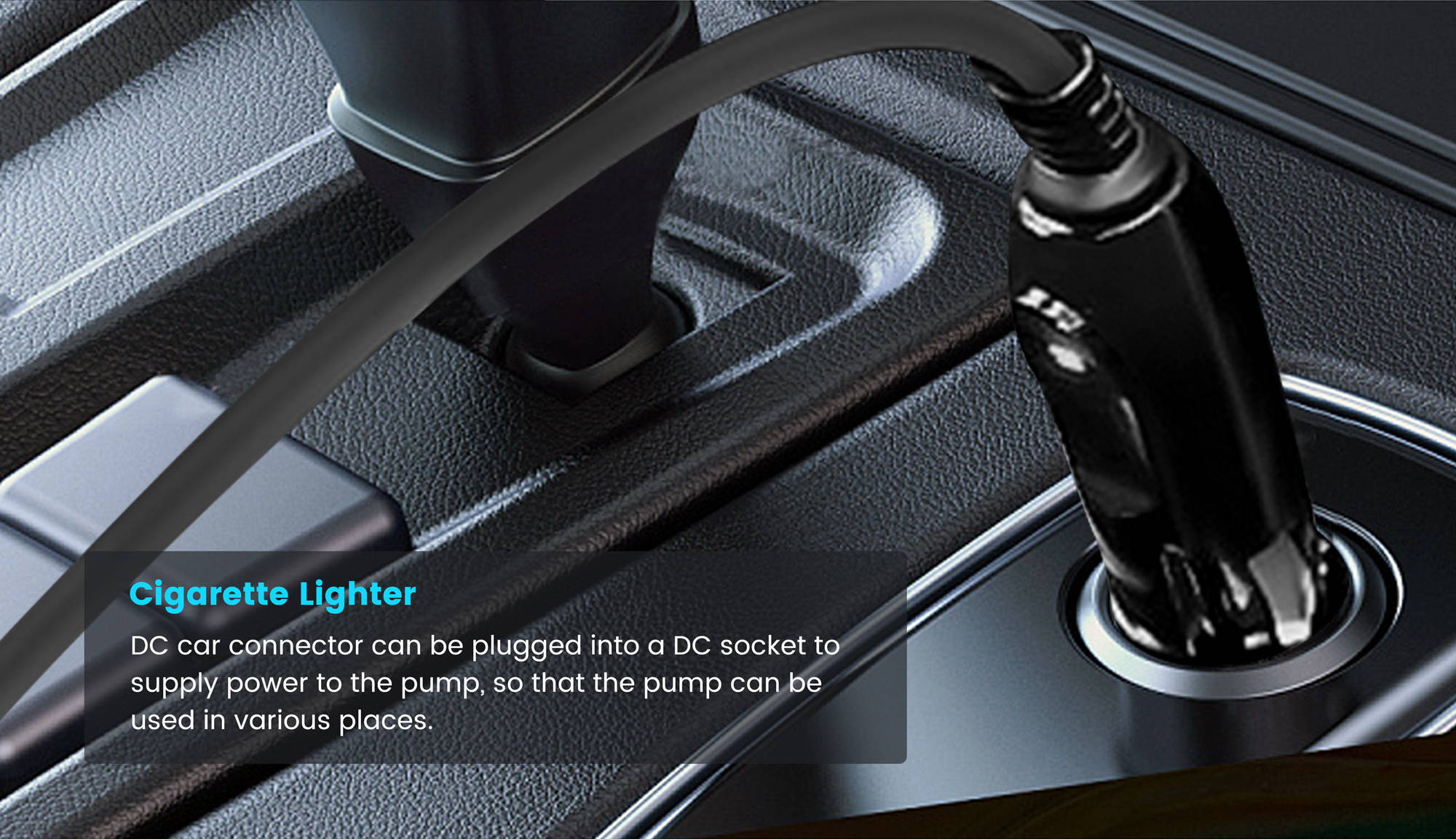 DC car connector can be plugged into a DC socket to supply power to the Funwater electric pump for paddle board