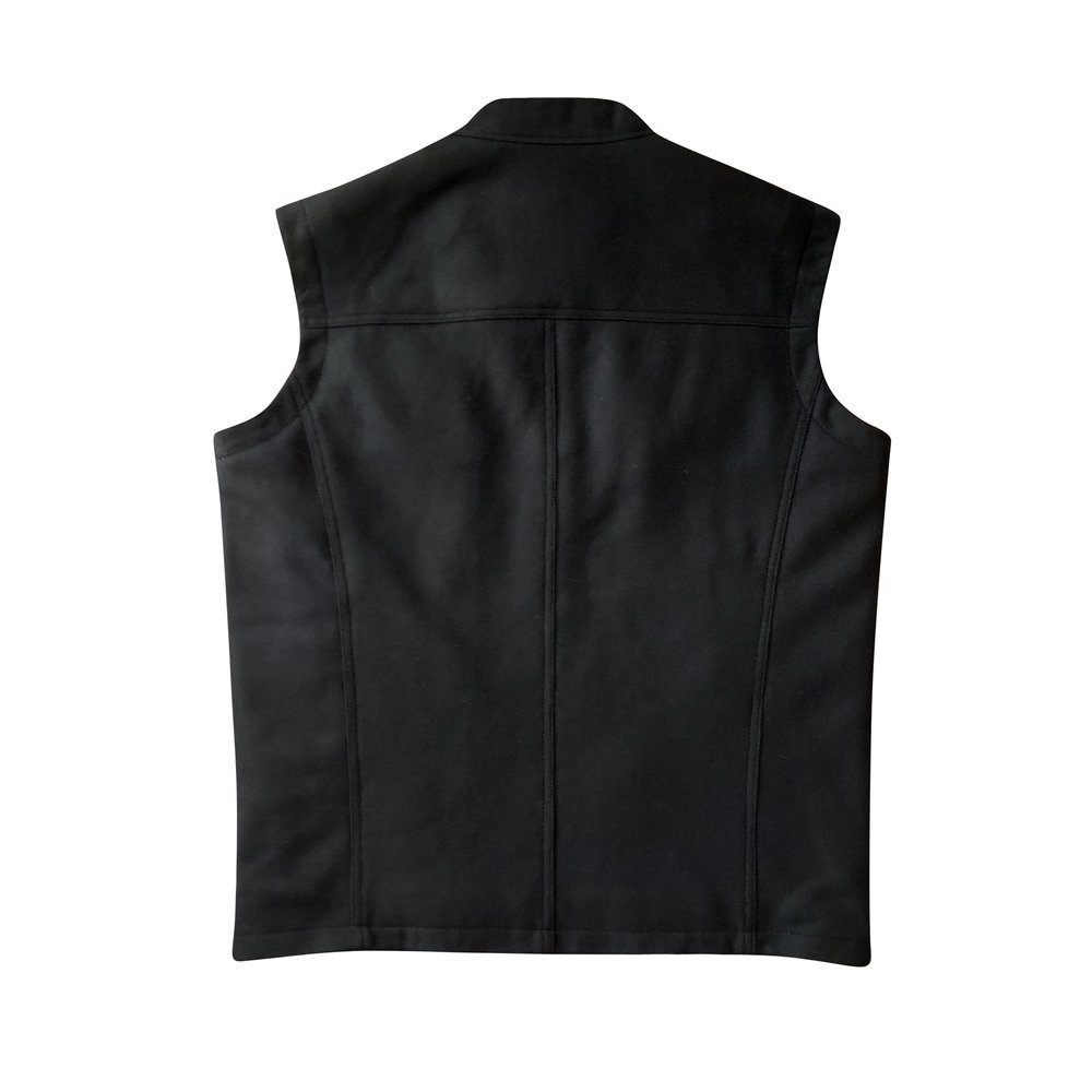 LOGAN VEST - Black LEATHER and WOOL - Image 3