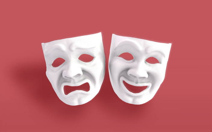 White theatrical masks depicting emotions (preview)