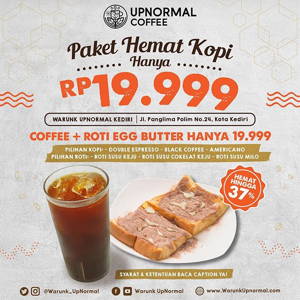 Warunk Upnormal: PROMO Paket Hemat Kopi + Roti Egg Butter HANYA Rp 19.999 sampai 12/31/2019