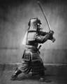 Armored samurai with sword and dagger - circa 1860