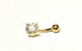 Prong set 18K gold diamond belly ring with 8mm bar