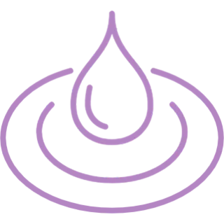 Lavender water droplet centered above concentric rings or ripples.