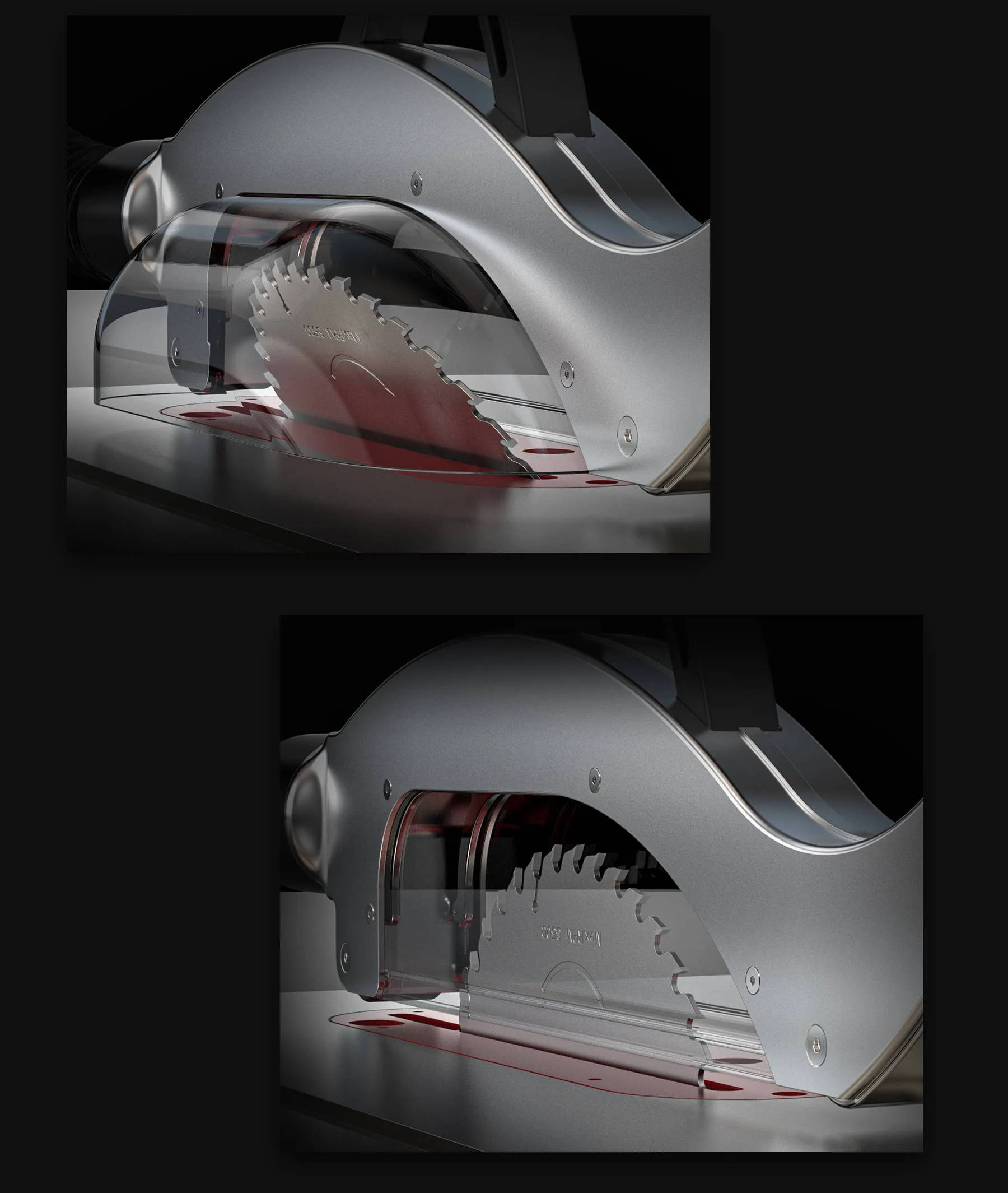 universal overhead guard table saw accessory Shark S10 standard dual guards for versatile cutting, dome guard transitions between 90 degree and bevel cuts, delivering precision and safety