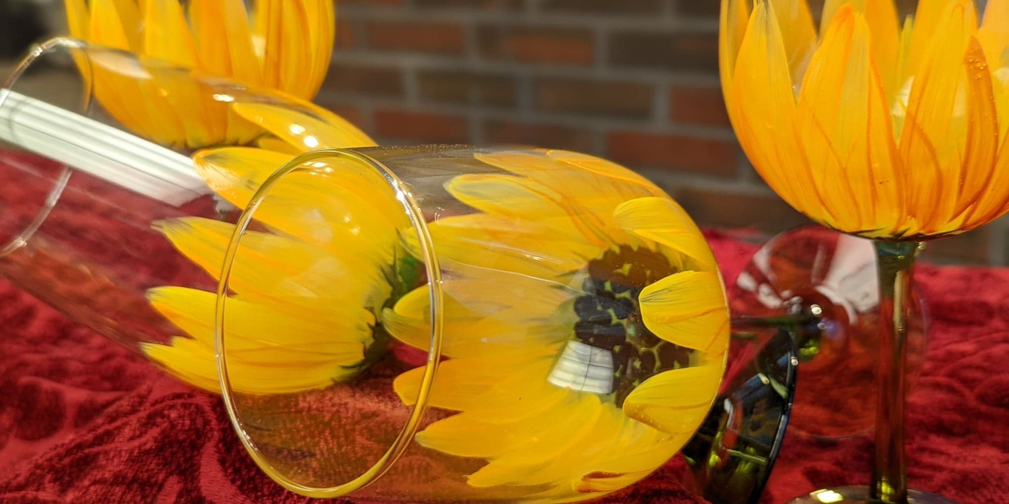 "Sunflower Wine Glass"-  Painting Class! promotional image