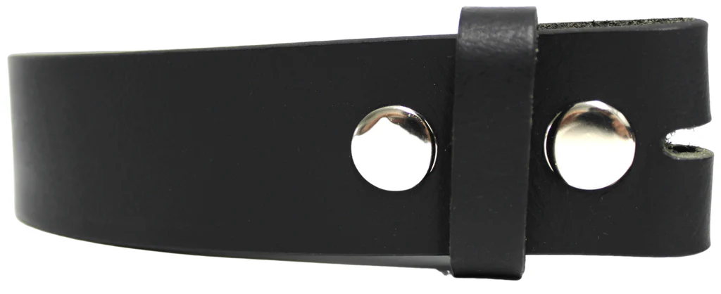 Leather Belt Strap with Press Studs for Pin Buckle. Width: 38mm. Black or Brown. - Image 2