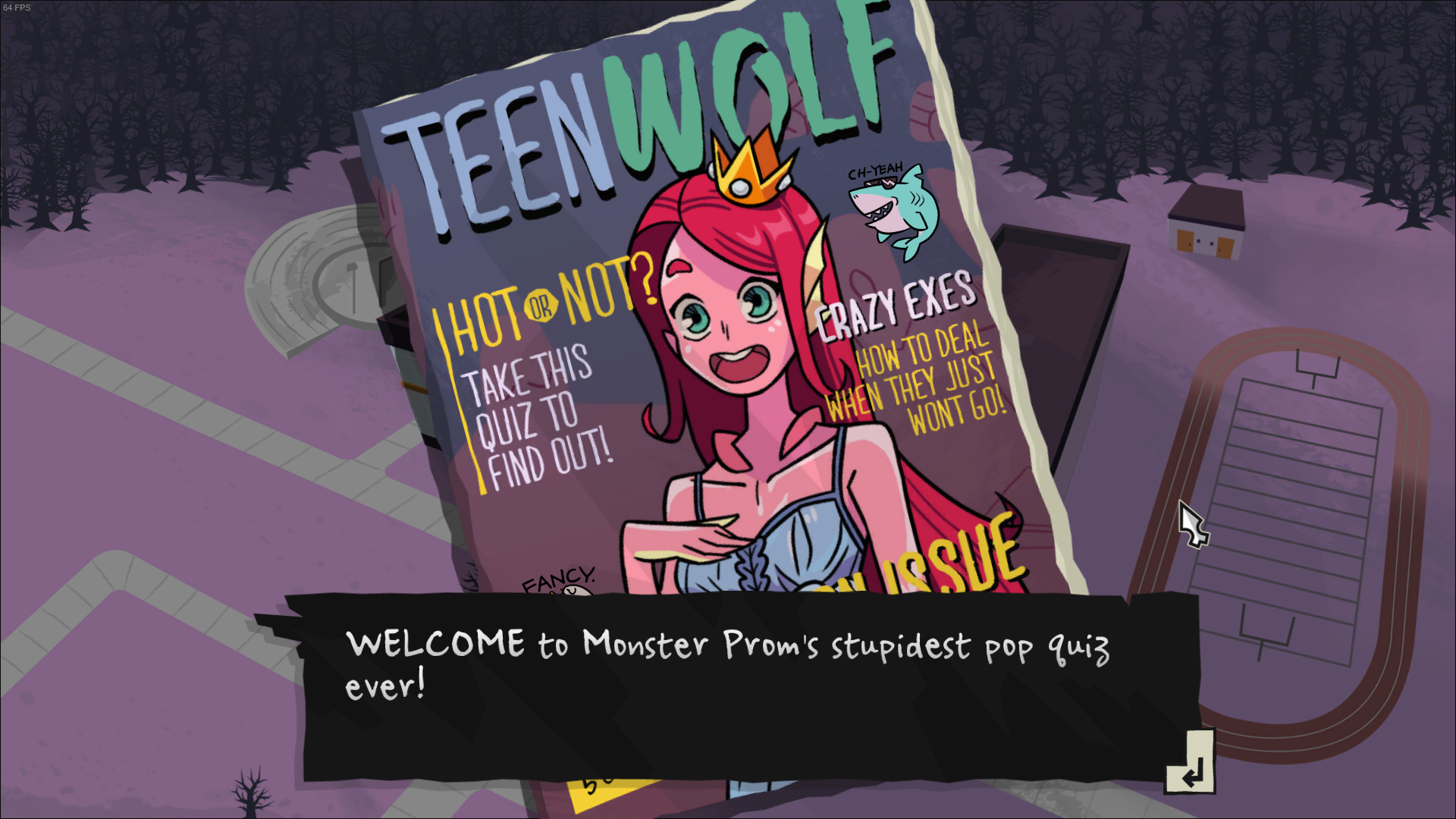 A teen wolf magazine where the player is promted to take a quiz.