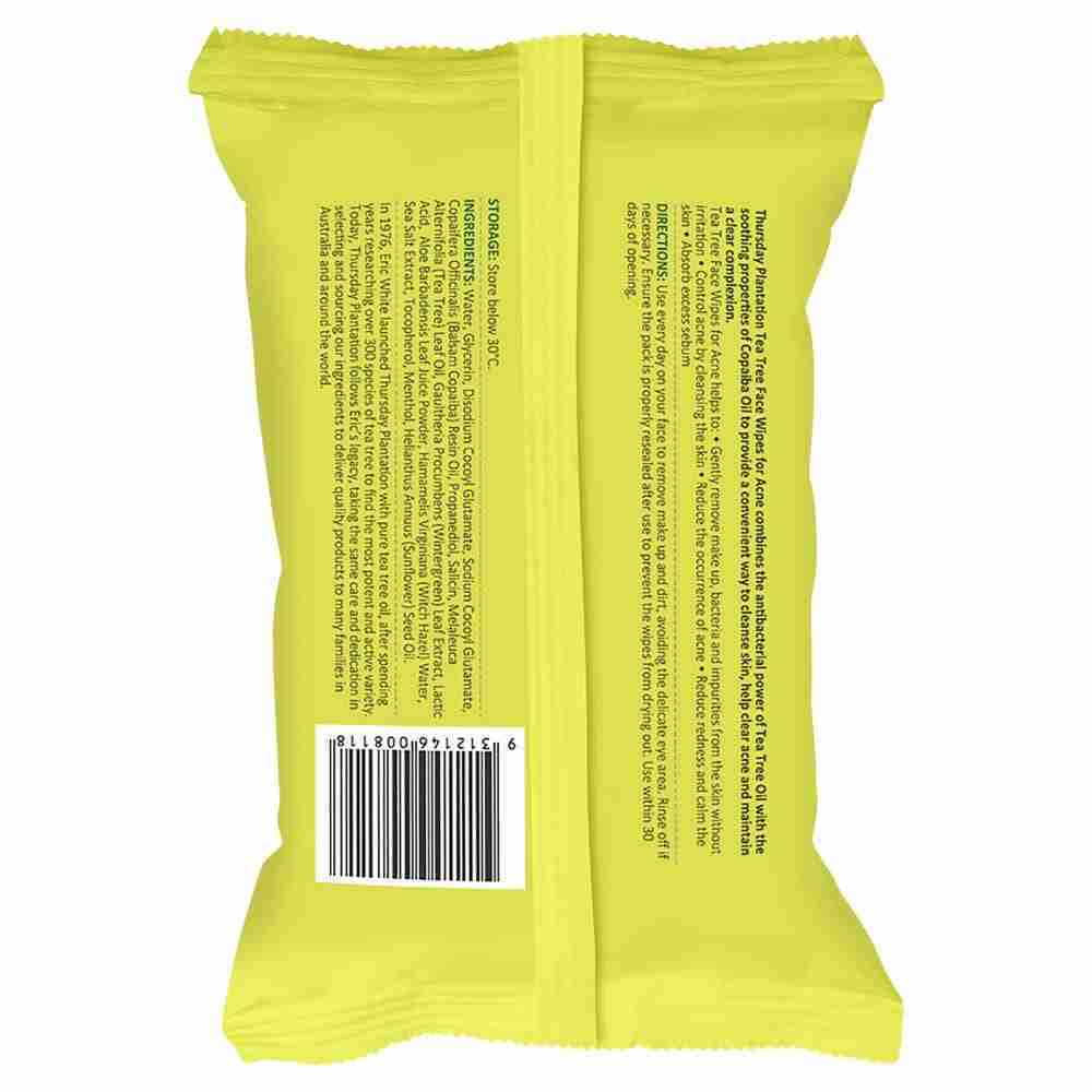 Thursday Plantation Tea Tree Face Wipes For Acne 25 Pack - Image 3