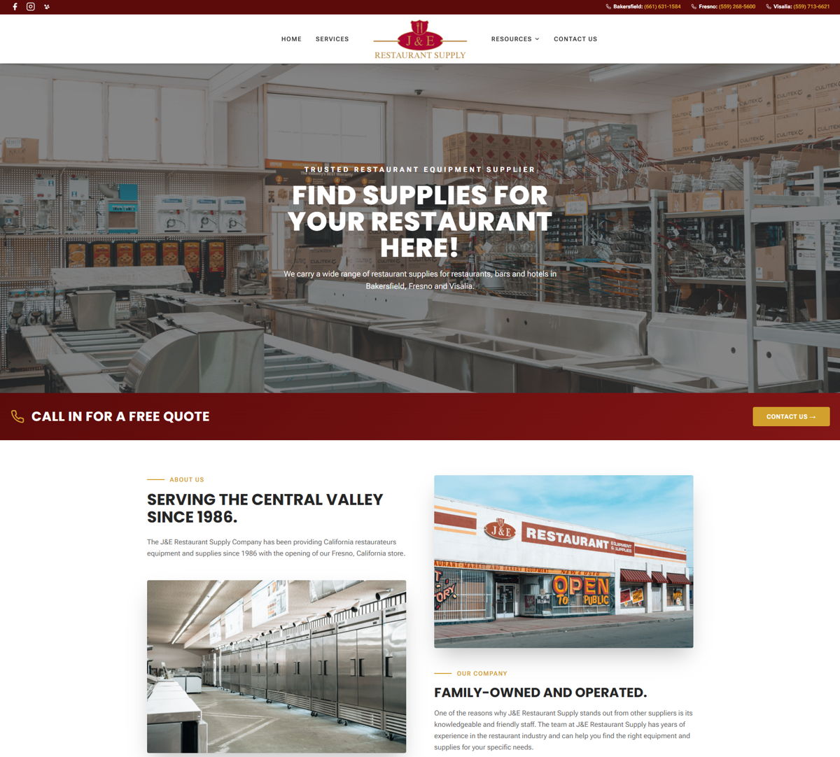 Screenshot of J&E Restaurant Supply , from the lovable websites collection.