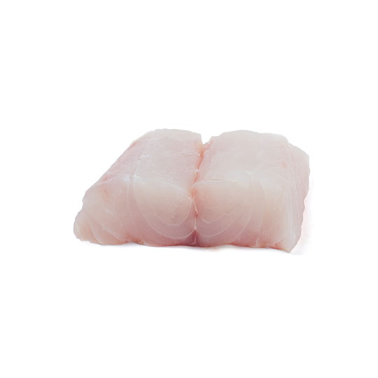 A piece of raw fish freshly cut on a white background. Image of Fresh Seafood from Bear Flag Fish Co.