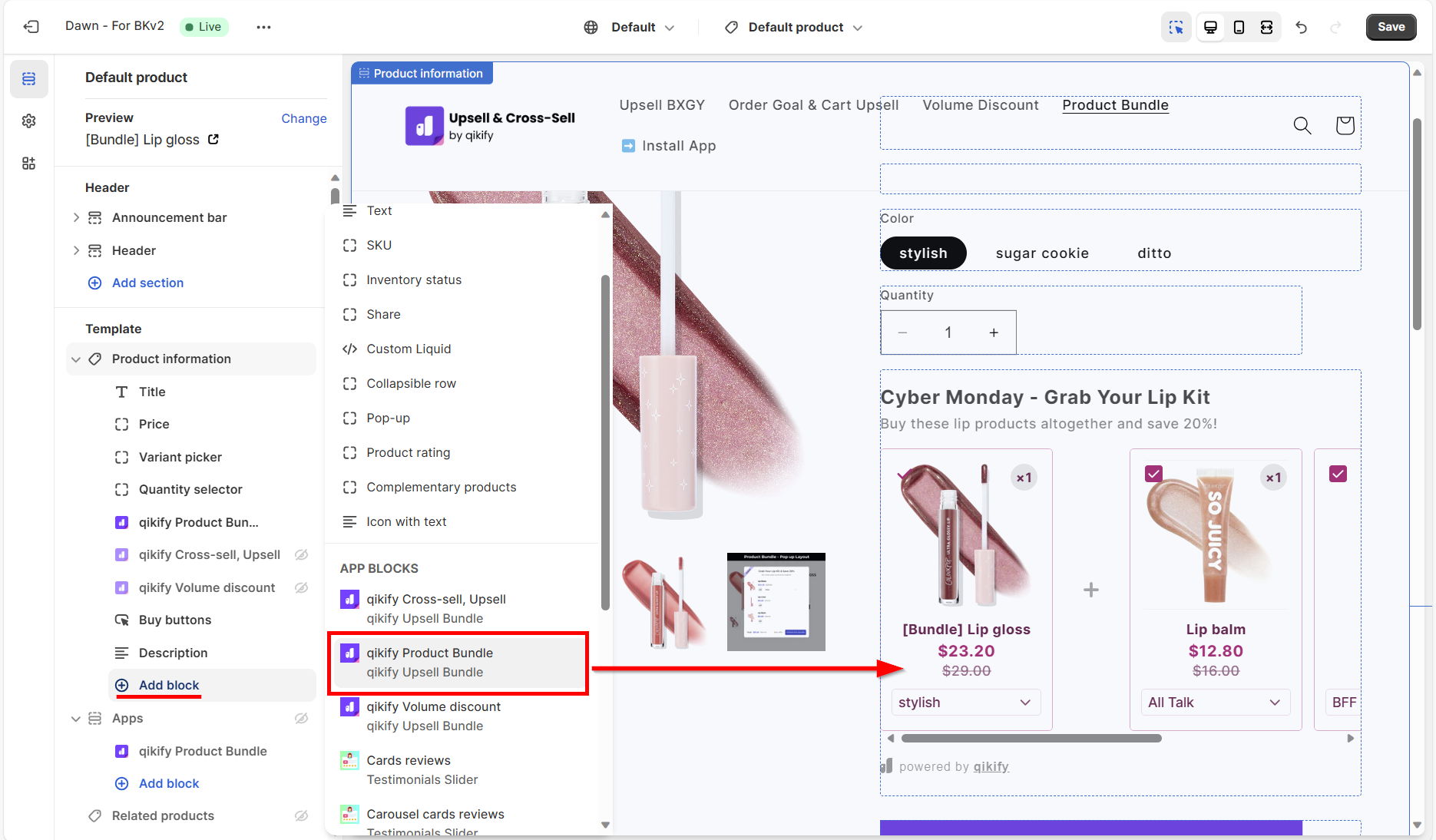 enable qikify upsell on Shopify online store