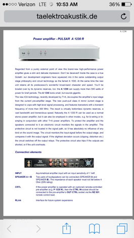 T+A Elektroakustik Pulsar Amplifier 1230 US 115 V Power...