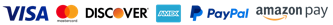 Checkout Payment Options. Visa, Mastercard, Discover, PayPal, Amazon Pay
