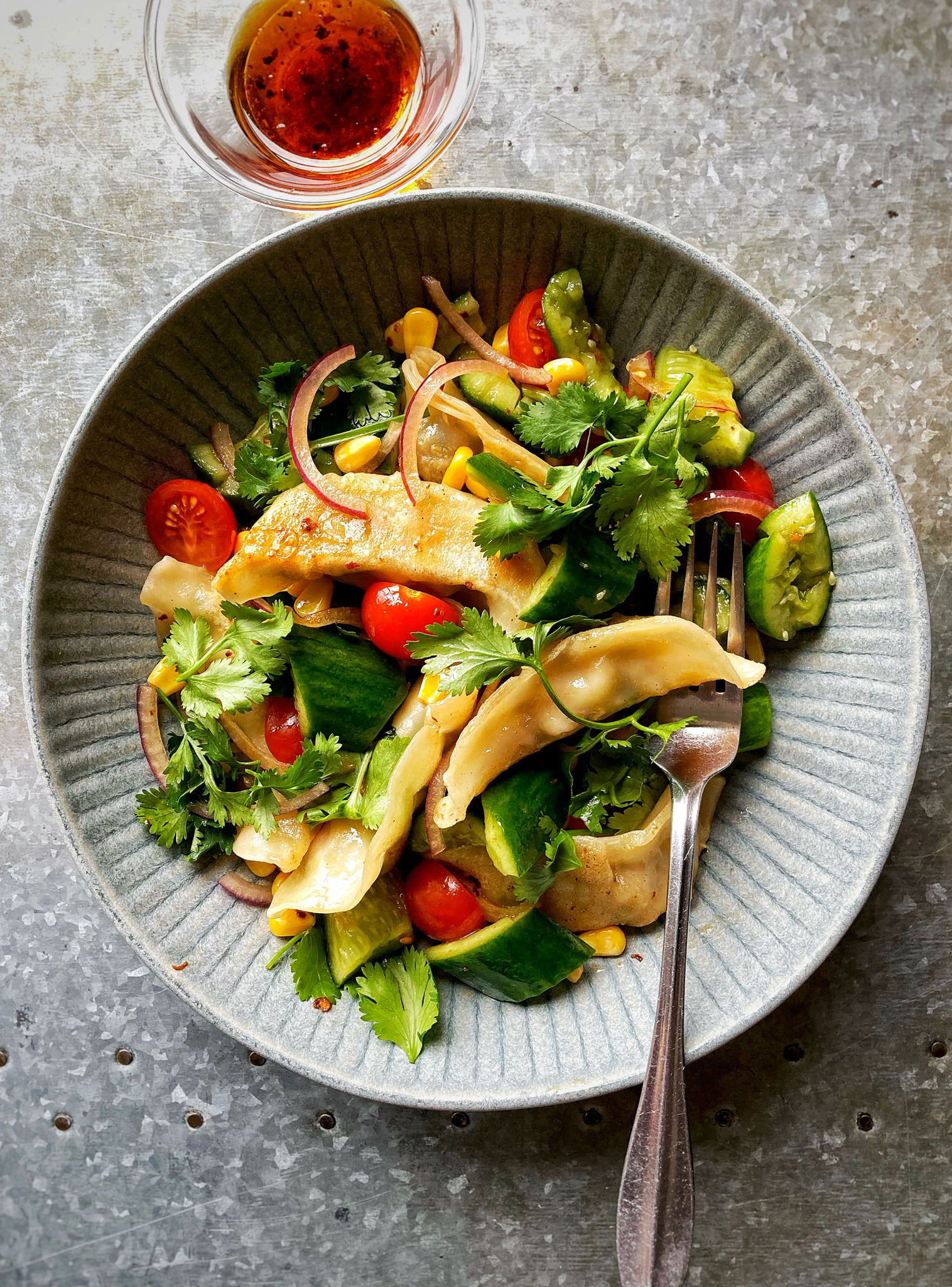 Dumpling and Smashed Cucumber Salad | RICARDO